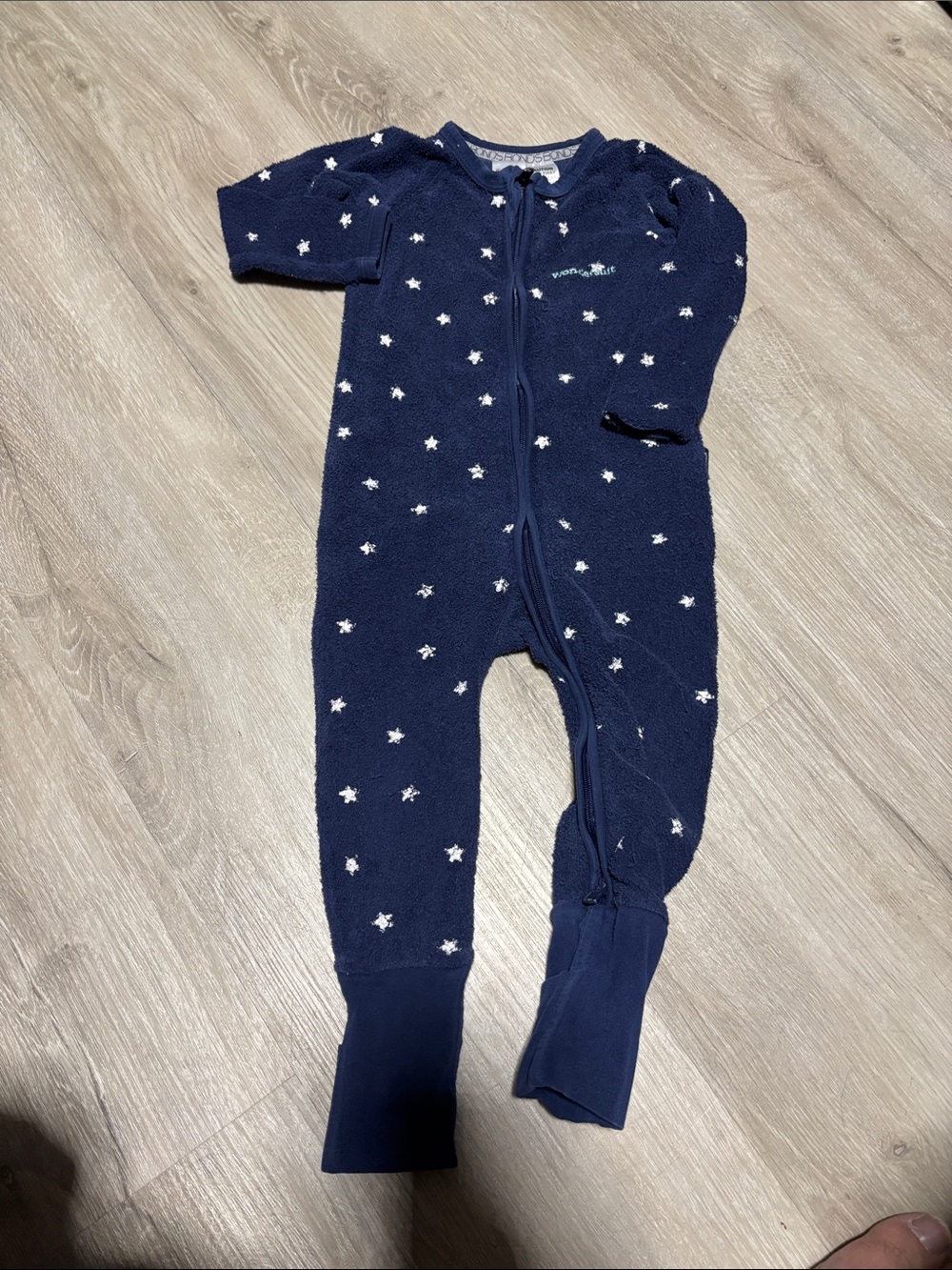 Bonds Navy Star Fleece Footed One-Piece